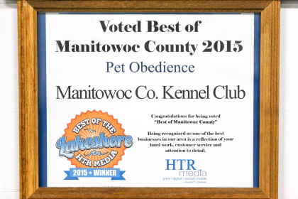 Manitowoc Count Kennel Club Award for Best of Manitowoc County 2015 in Pet Obedience